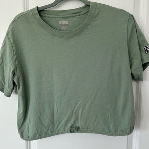 Pink Green Cropped short sleeve T-Shirt